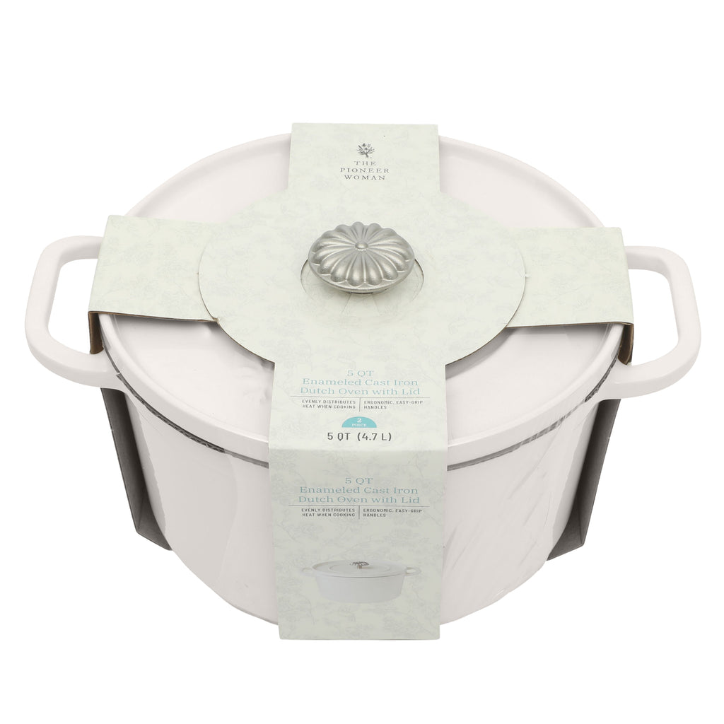 5-Quart Enameled Cast Iron Dutch Oven with Lid, Linen