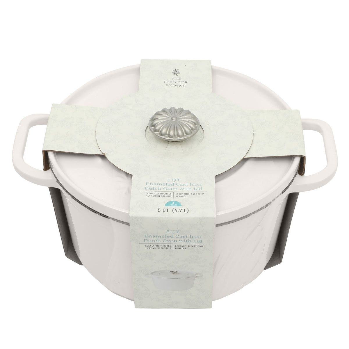 5-Quart Enameled Cast Iron Dutch Oven with Lid, Linen