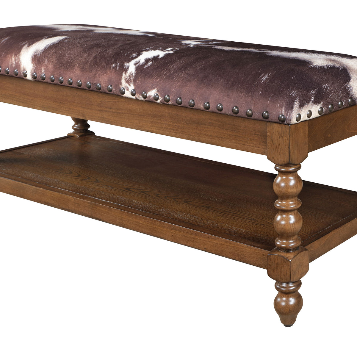 Harper Bench, Faux Cowhide Fabric