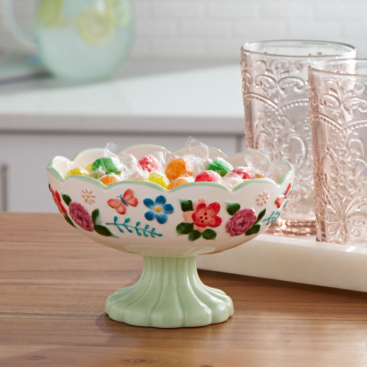 4-Pack The Pioneer Woman Painted Meadows 64 Inch Stoneware Candy Dish Rustic Ceramic Kitchenware