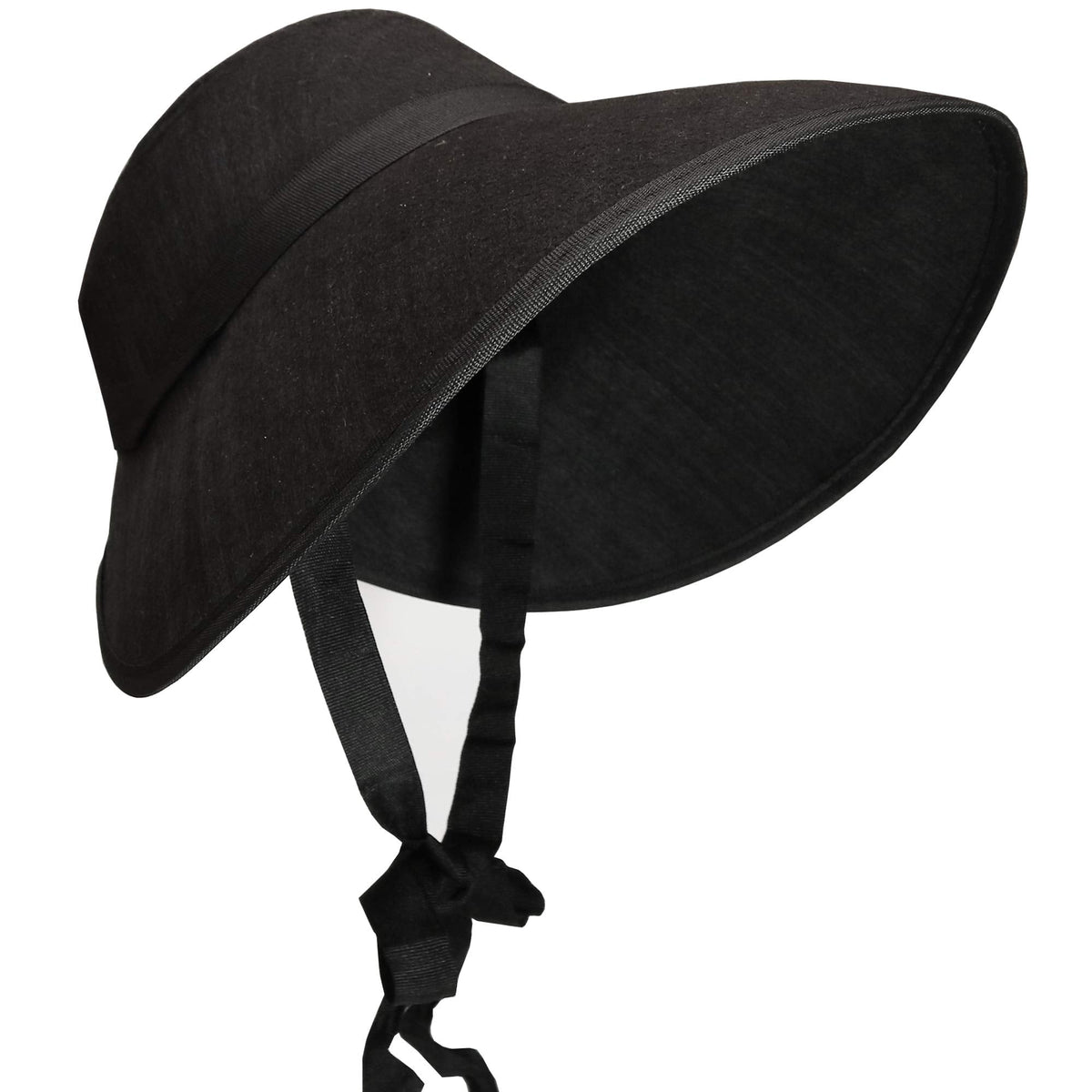 Vintage Old Fashioned Bonnet - Black Colonial Pioneer Prairie Felt Sun Hat Bonnets for Women