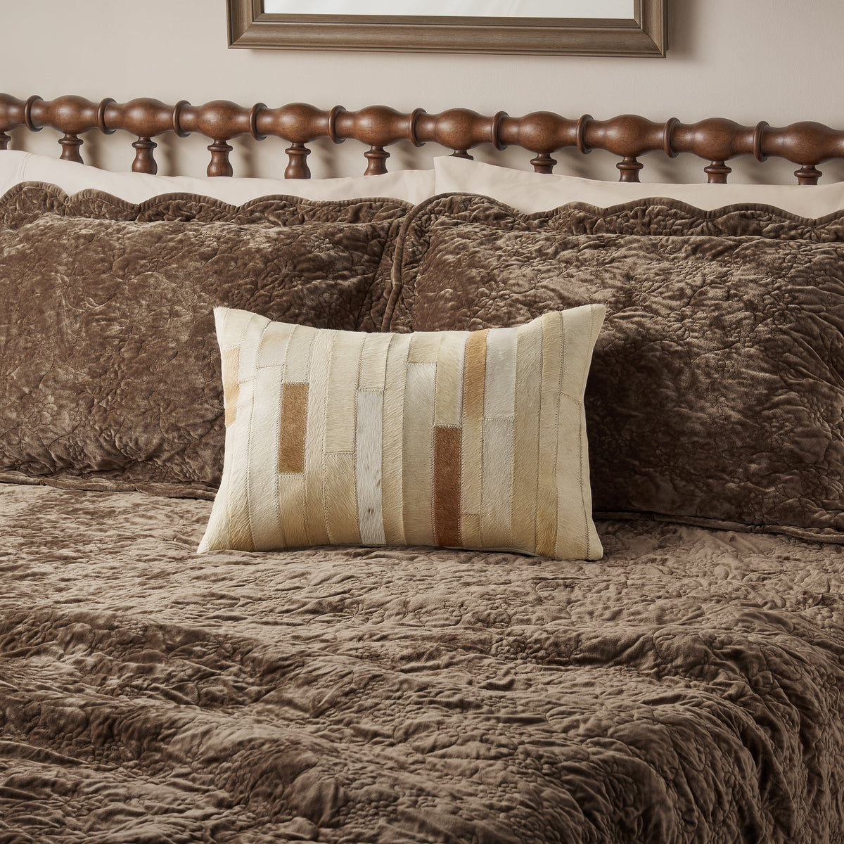 Ranch Patchwork Cowhide Lumbar Pillow 14" x 20"