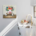 Pig Canvas Picture Wall Art: Rustic Pig Floral Crown Wall Decor Farm Animal Wall Art