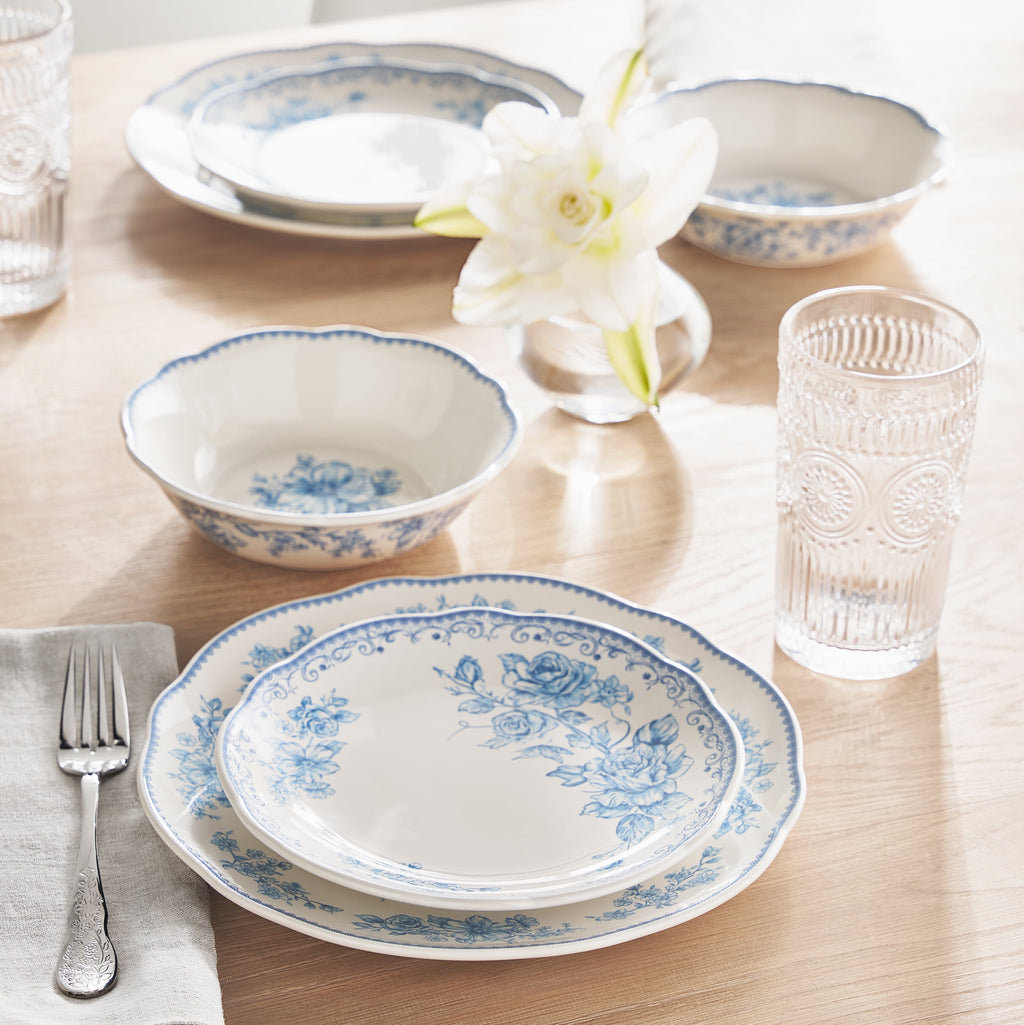 Agatha 12-Piece Stoneware Dinnerware Set, Blue