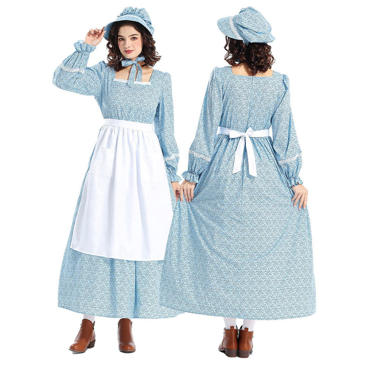 Colonial Dress Women's Floral Prairie Pioneer Dress