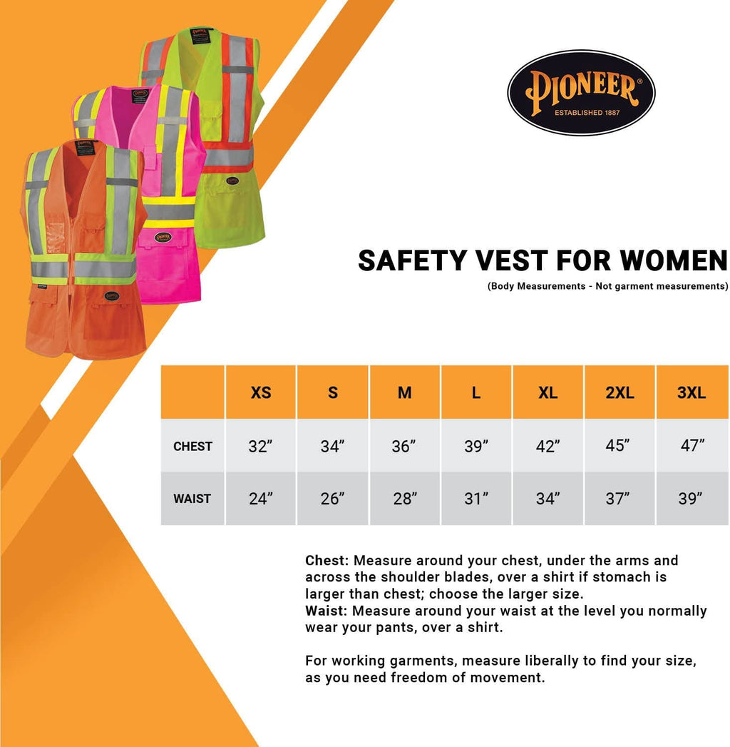 Pioneer Women's Custom Fit Hi-Vis Mesh Back Safety Vest - Color: Pink - Size: XL
