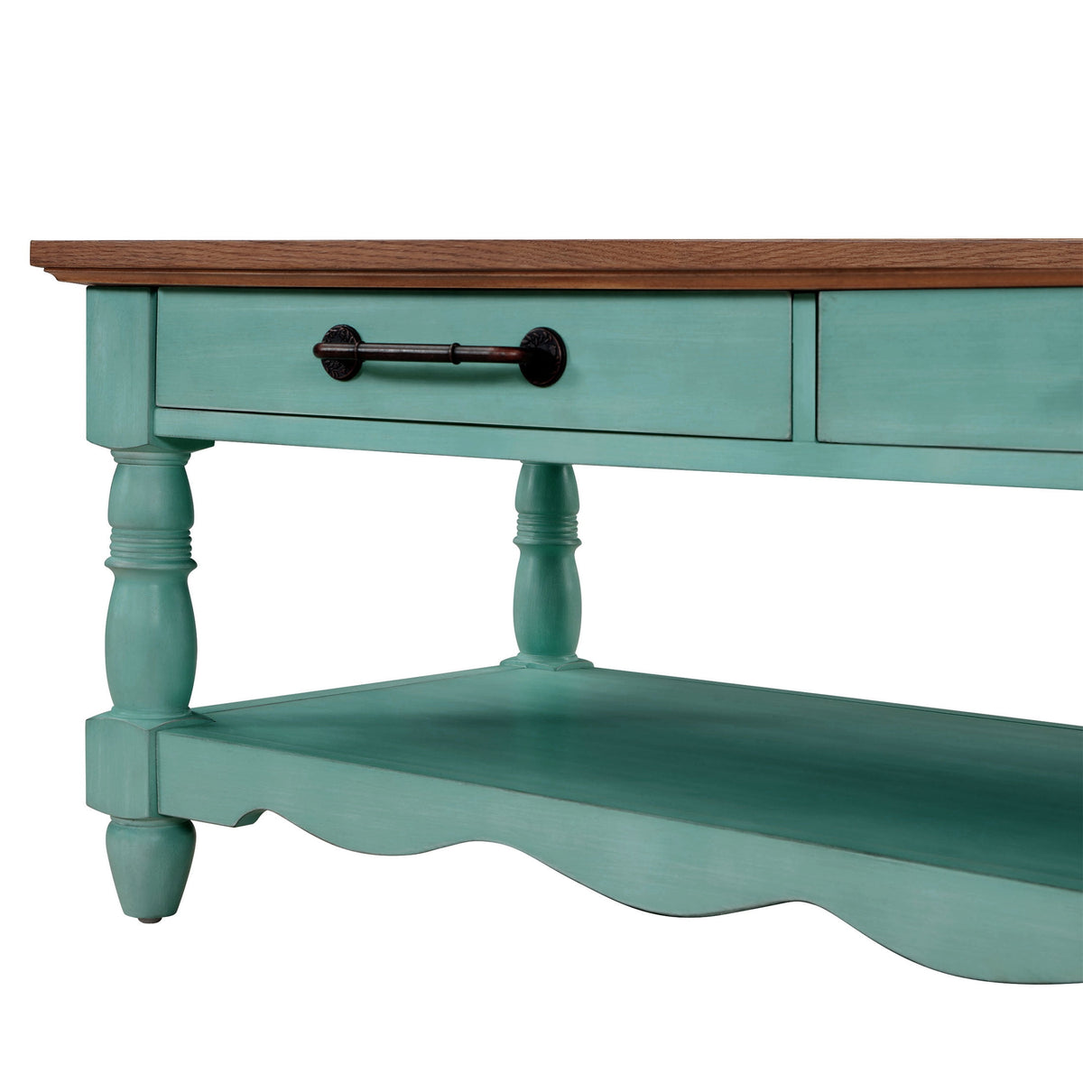 Helen Coffee Table Solid Wood, Teal