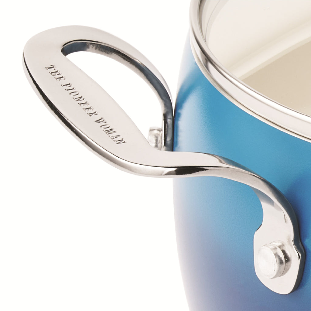 Harlow 15-Piece Cookware Set, Ceramic Nonstick Pots and Pans Set, Denim Blue