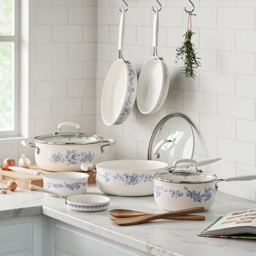 12-Piece Classic Ceramic Cookware Set, Agatha Blue