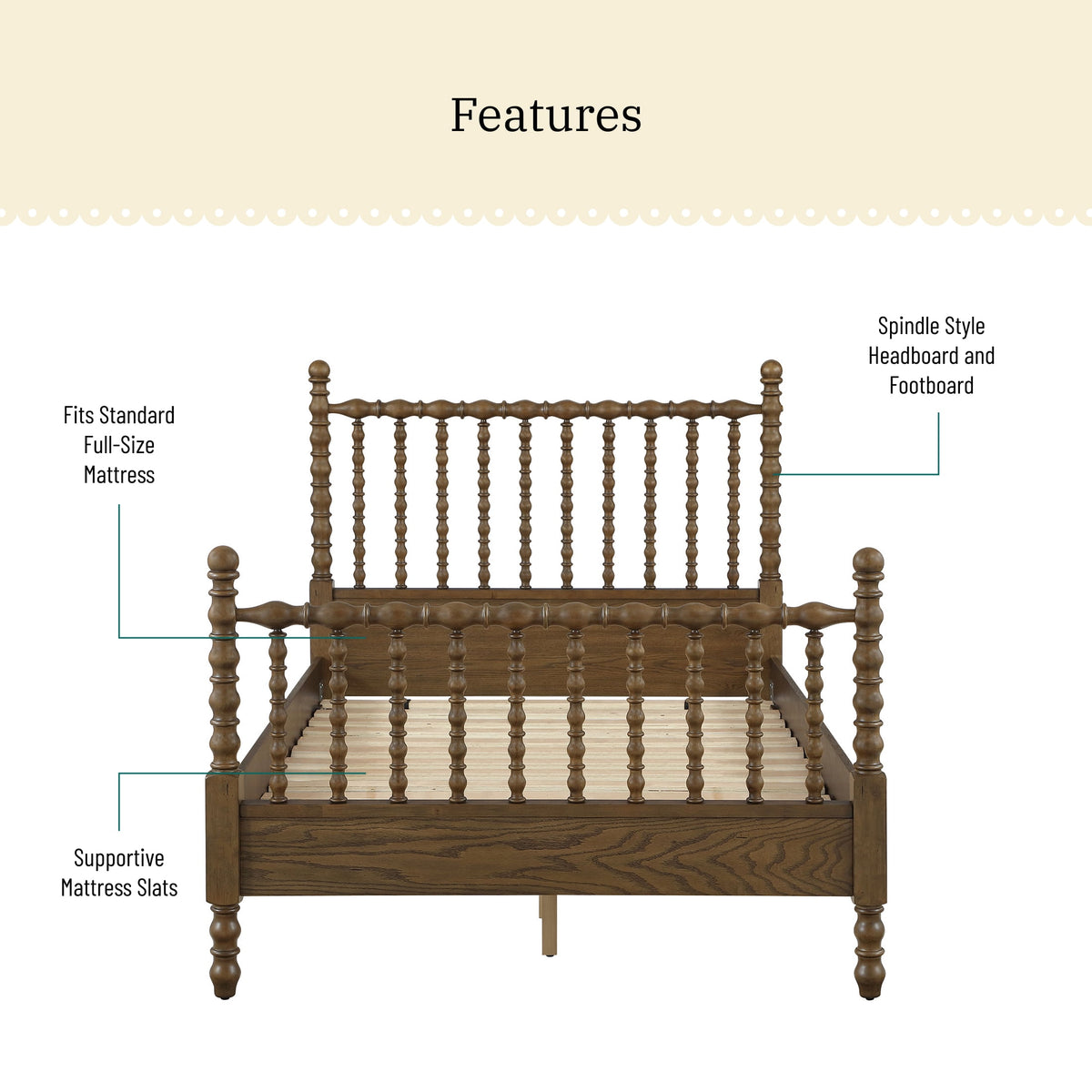 Harper Spindle Bed, Full, Homestead Brown