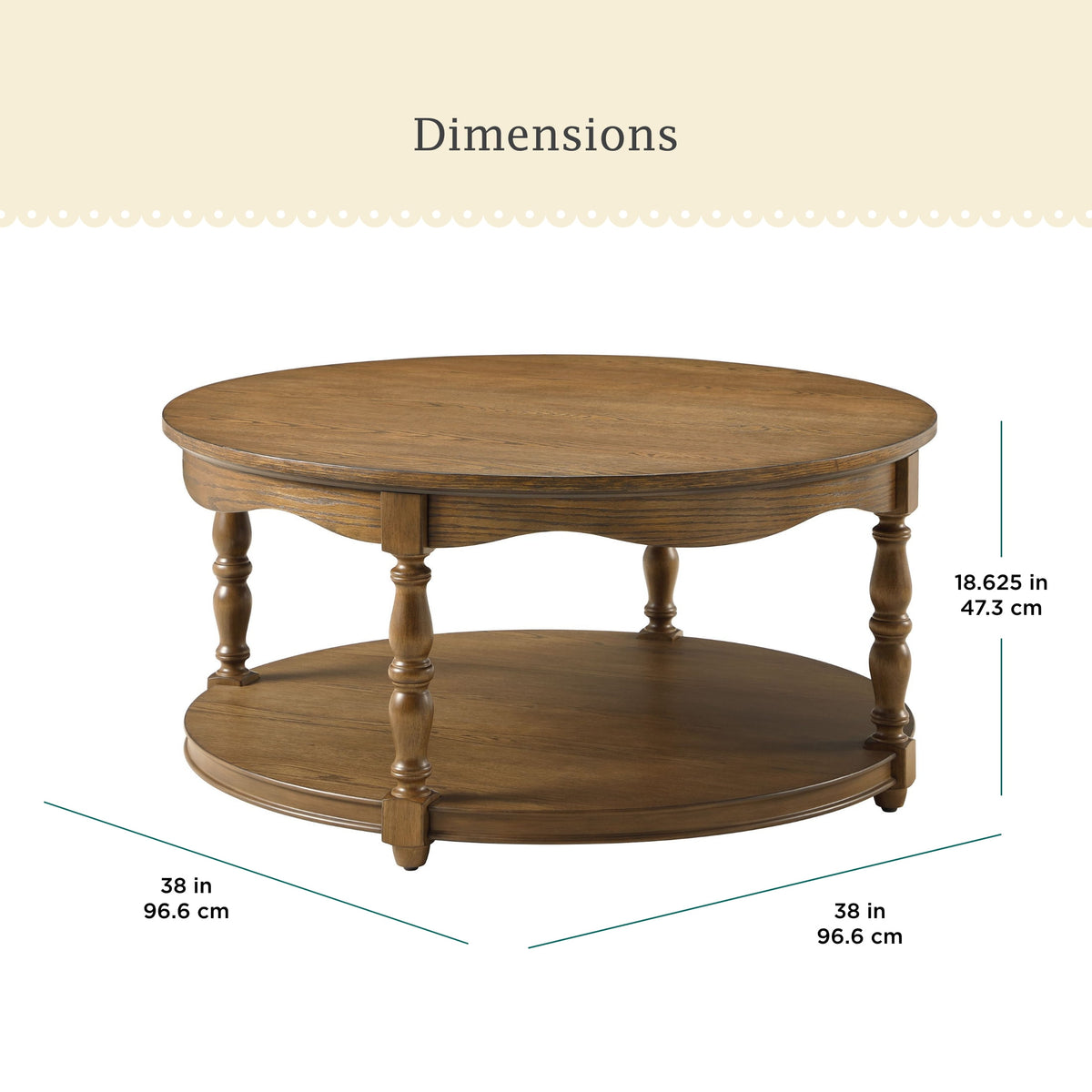 Helen Round Coffee Table, Heirloom Brown