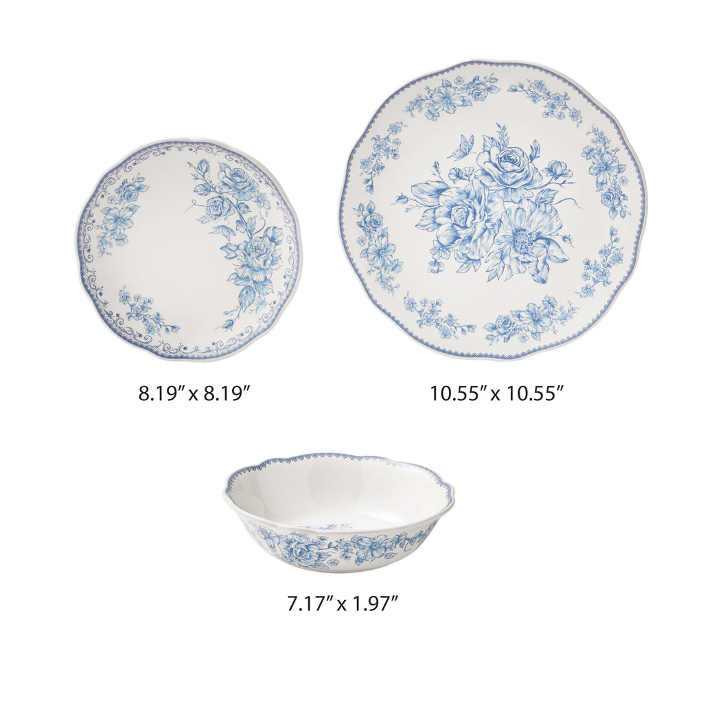 Agatha 12-Piece Stoneware Dinnerware Set, Blue