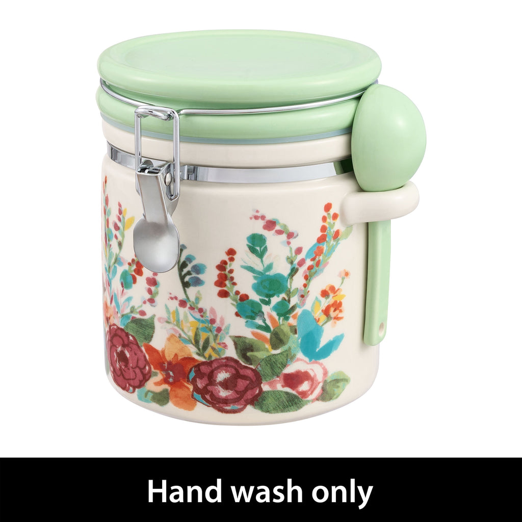2-Pack The Pioneer Woman Painted Meadow Large Canister With Ceramic Spoon Best Used For Pantry