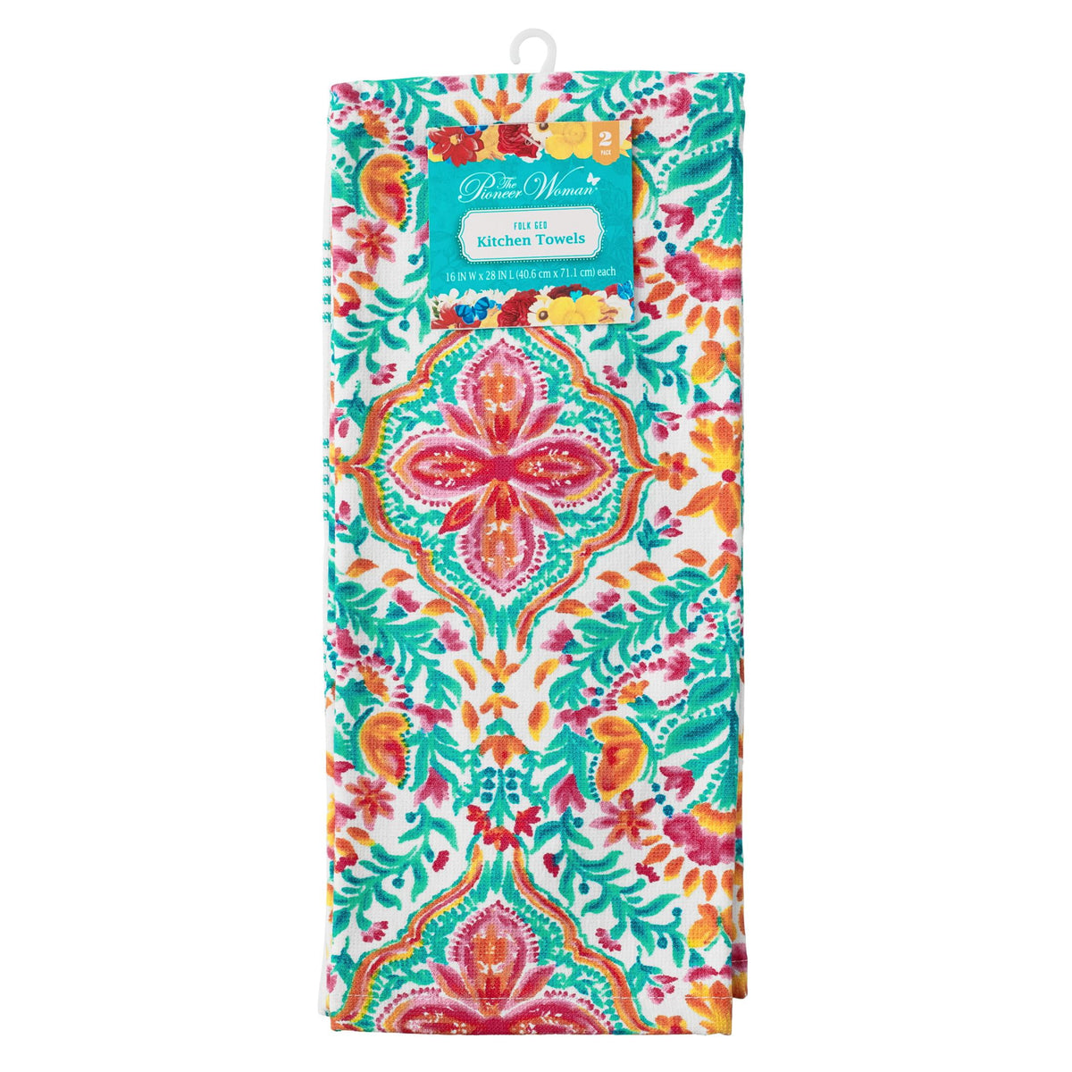 4-Pack The Pioneer Woman Folk Geo Kitchen Towel Set Multicolor 16W X 28L 2-Piece