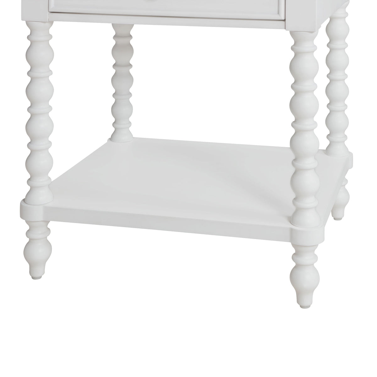 Harper Spindle Nightstand with USB Charging Ports, Adults and Teens, White Finish