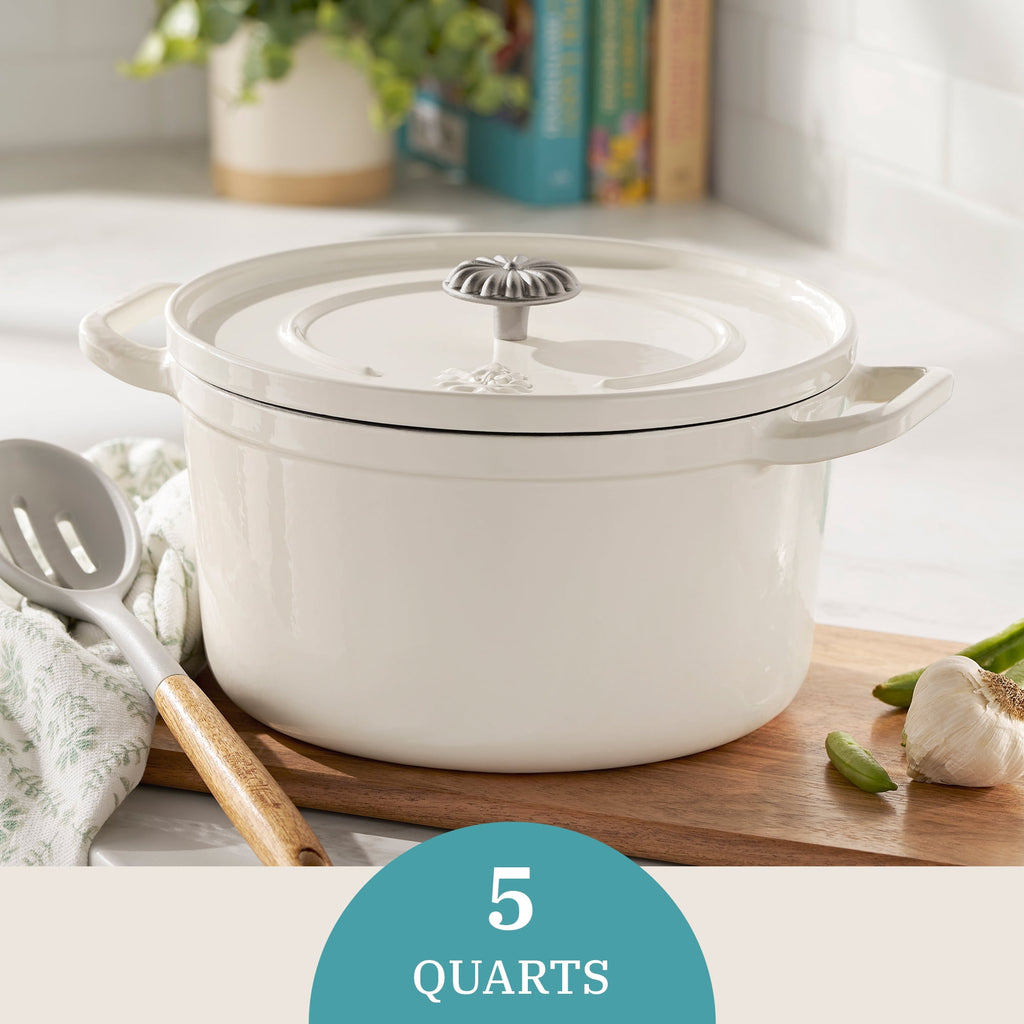 5-Quart Enameled Cast Iron Dutch Oven with Lid, Linen