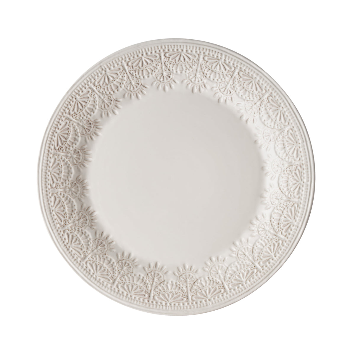 Vintage Lace 12-Piece Ceramic Dinnerware Set, Linen