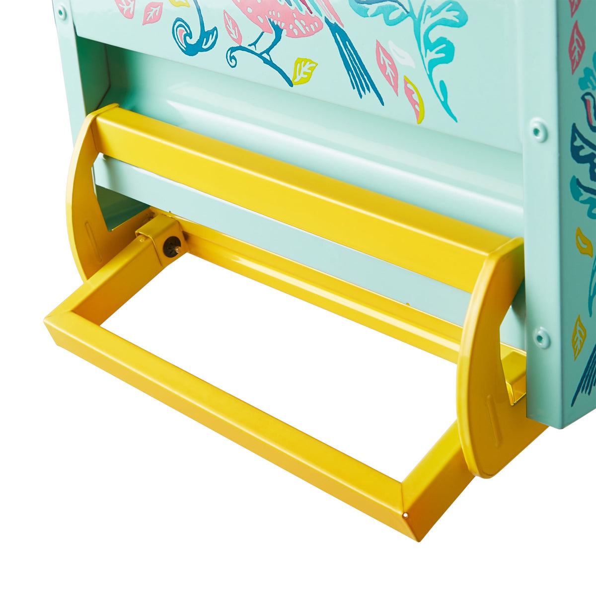 Bird Ogee Metal Squirrel Proof Hopper Bird Feeder 5.5QT, Teal Yellow