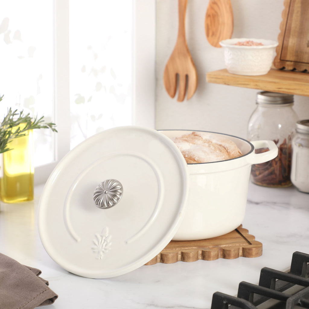 5-Quart Enameled Cast Iron Dutch Oven with Lid, Linen