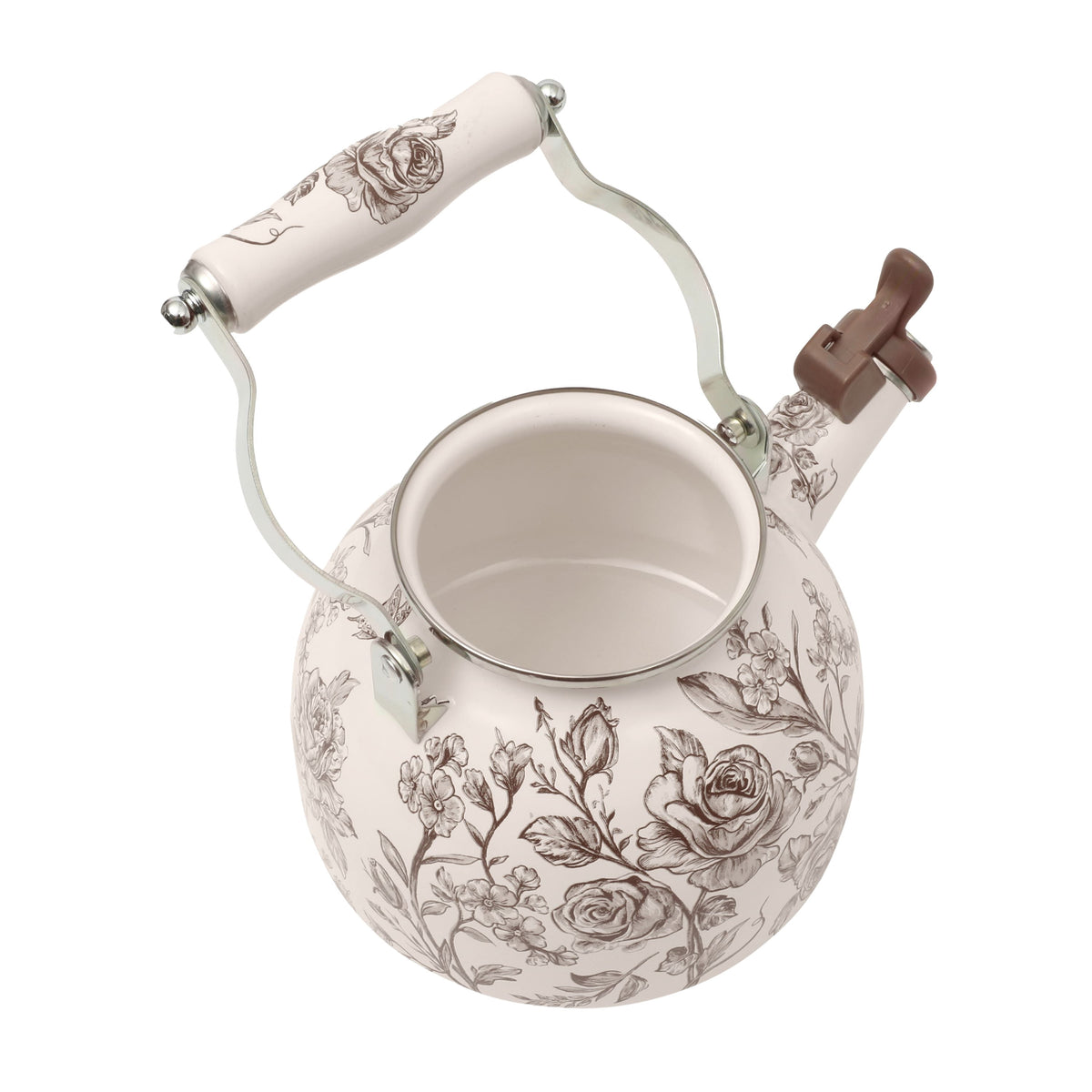 2.0-Quart Enamel on Steel Agatha Tea Kettle, Brown