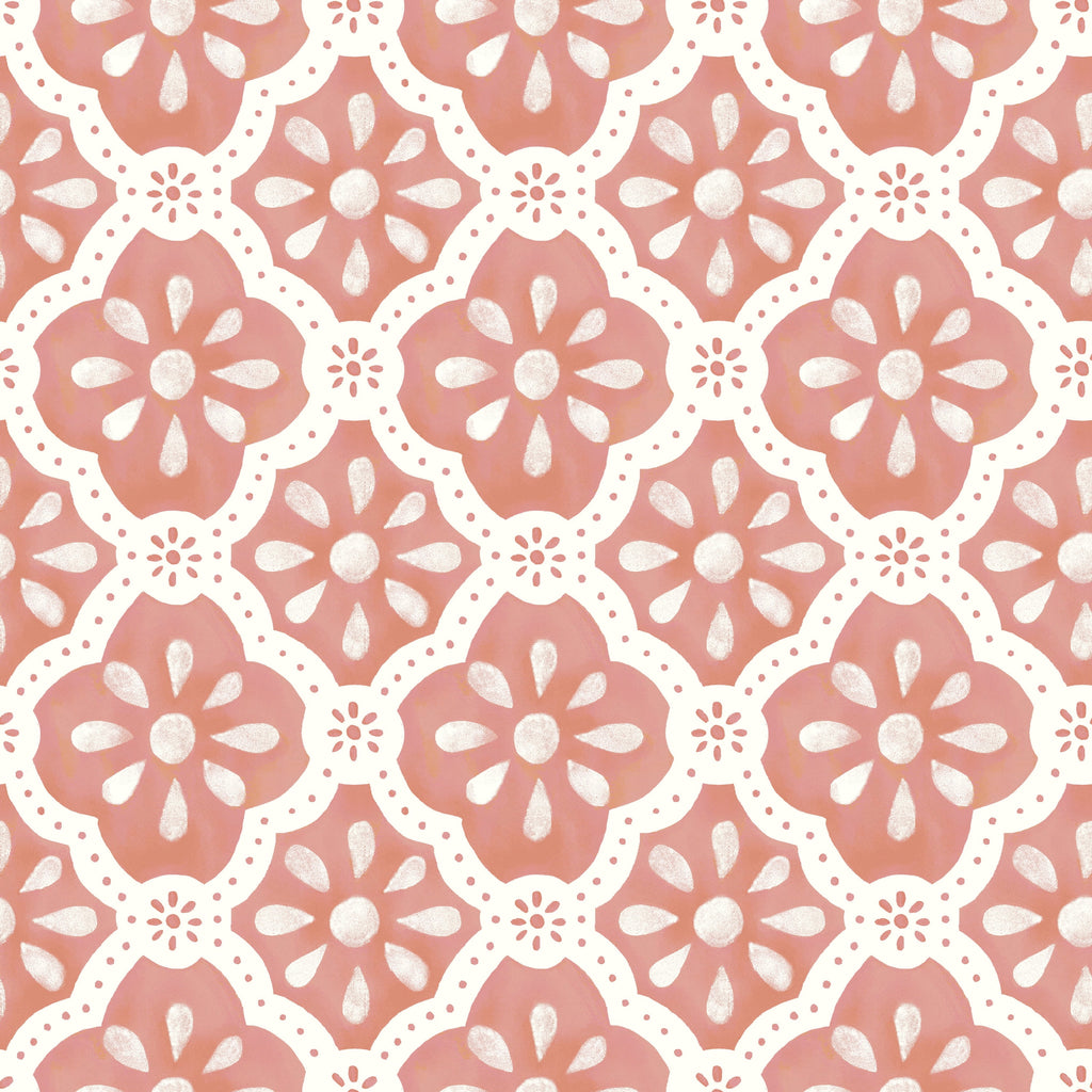 Pink Salmon Washy Trellis Peel & Stick Wallpaper, 18" x 18.86' - Rustic