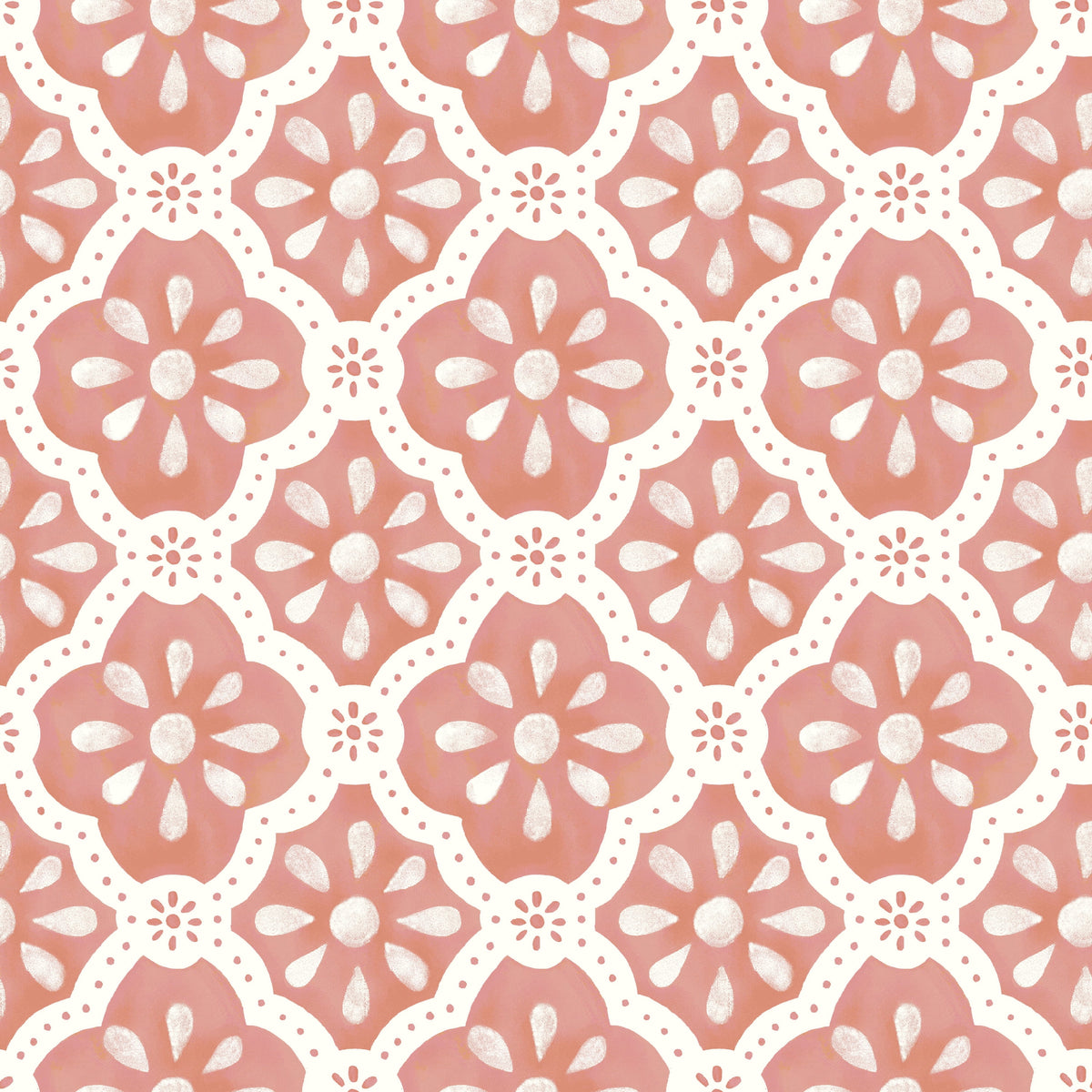 Pink Salmon Washy Trellis Peel & Stick Wallpaper, 18" x 18.86' - Rustic