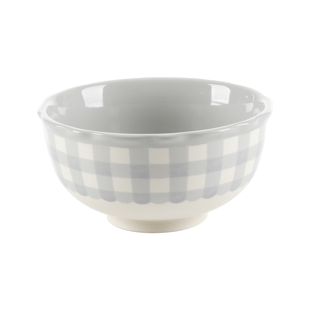 Gingham 12-Piece Ceramic Dinnerware Set, Gray