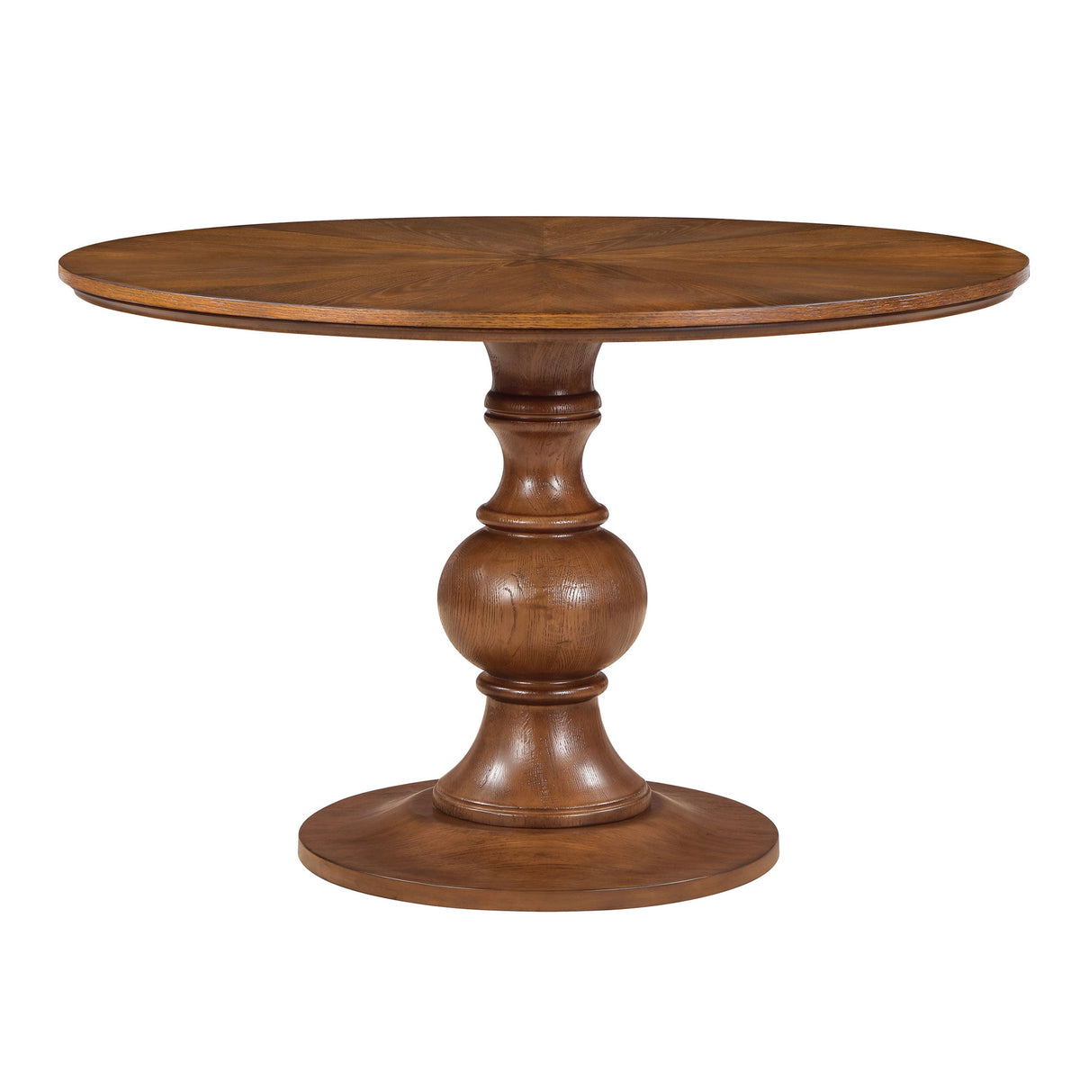 Callie Round Dining Table, Heirloom Brown Finish