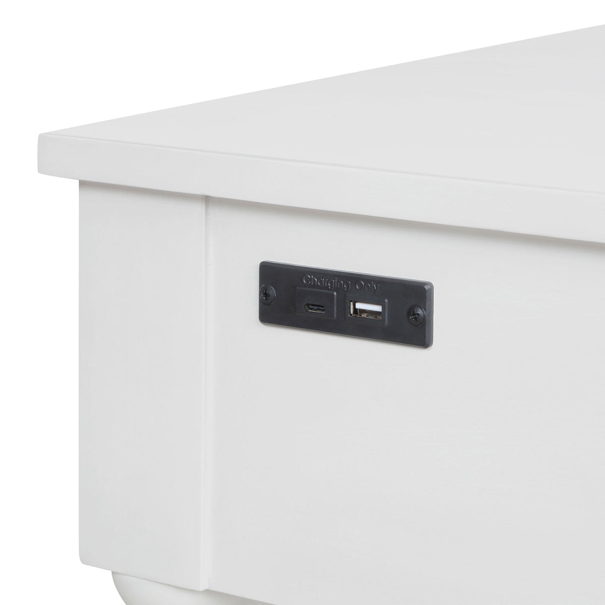 Harper Spindle Nightstand with USB Charging Ports, Adults and Teens, White Finish