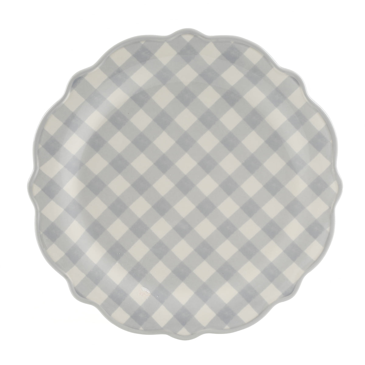 Gingham 12-Piece Ceramic Dinnerware Set, Gray