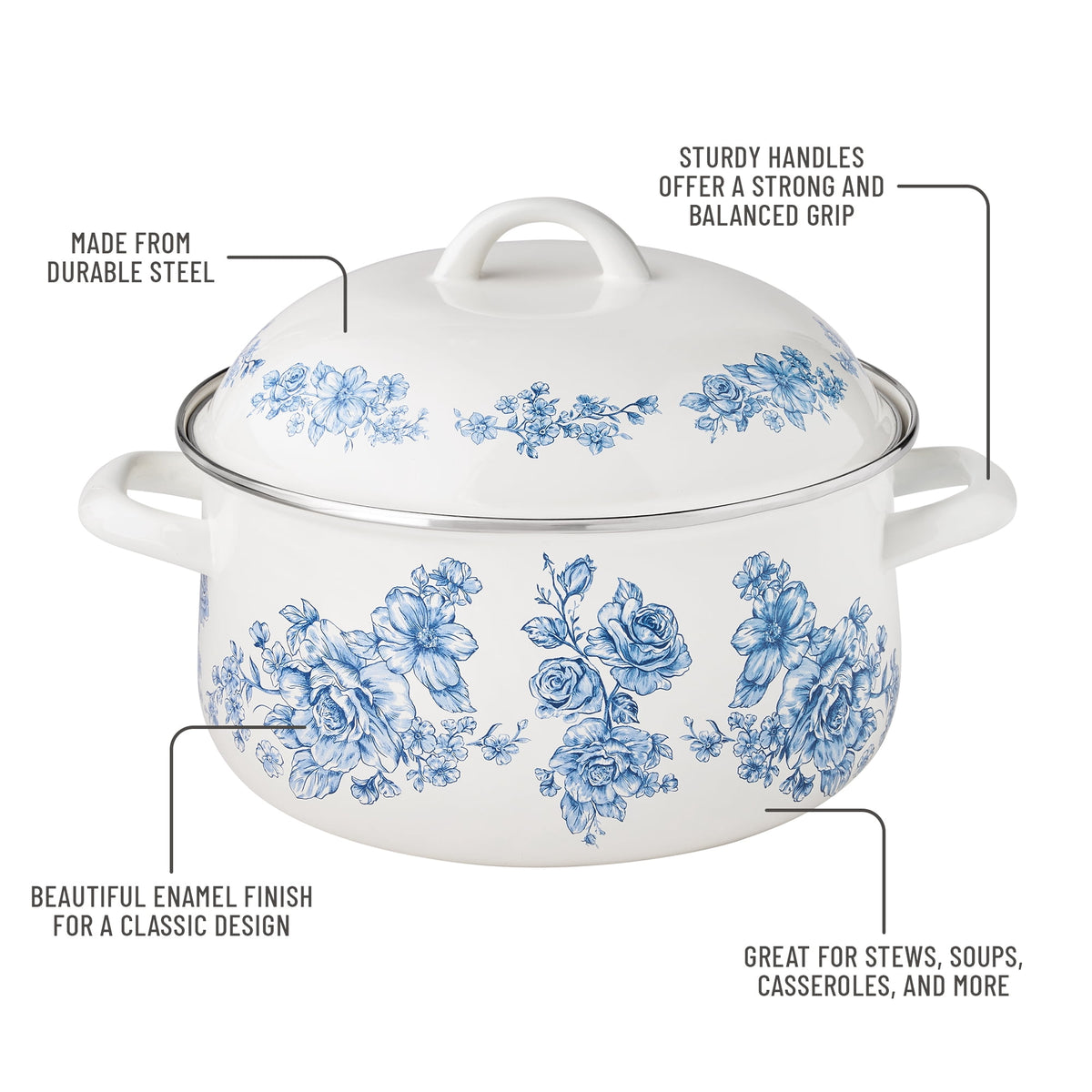 Agatha Enamel-on-Steel 6-Quart Dutch Oven, Blue