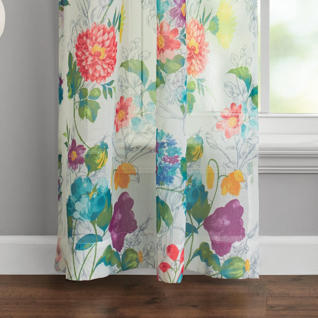Blooming Bouquet Curtain Panel Pair, Set of 2, Floral, 40"W x 84"L