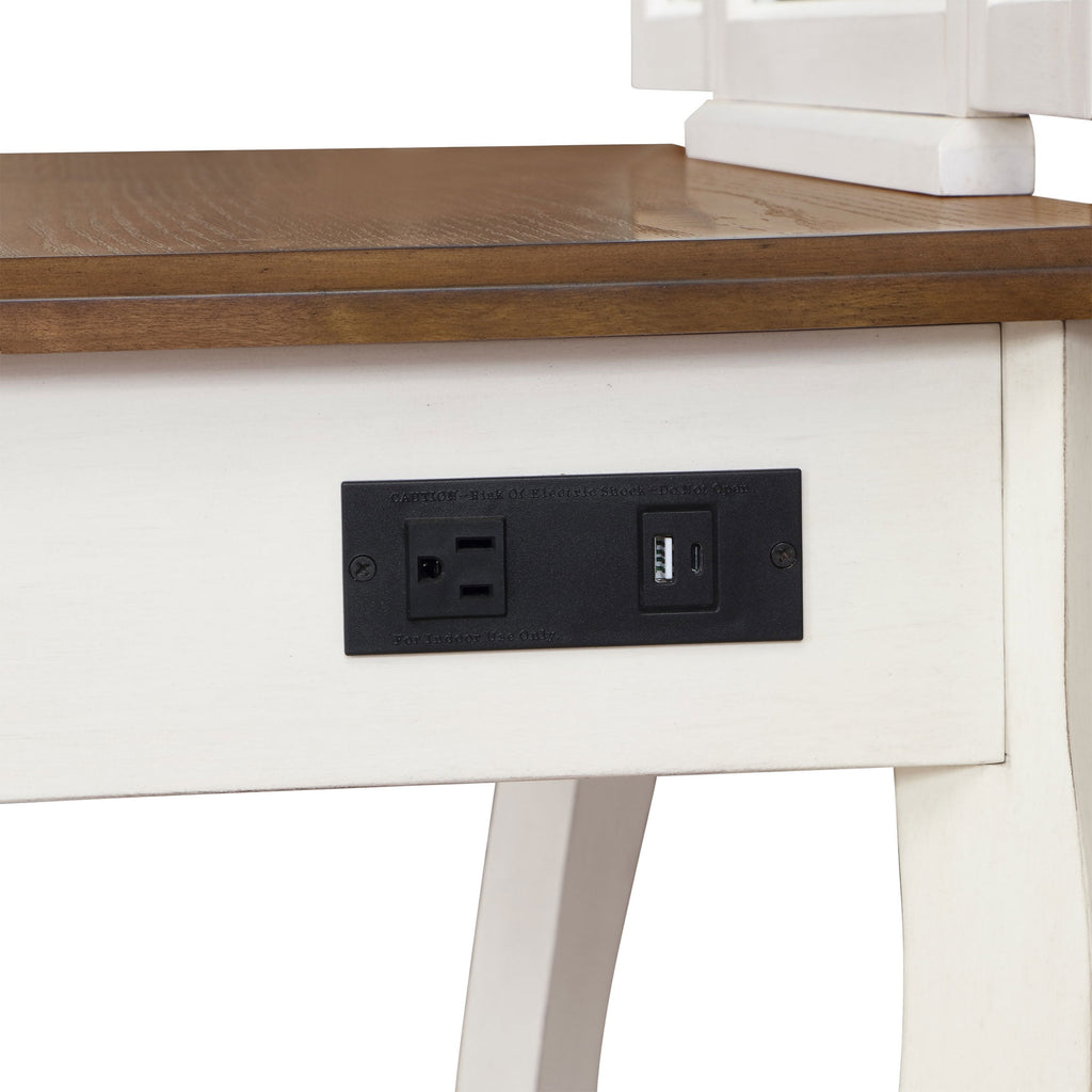 Vanity Set and Stool with Tri-Fold Mirror and Solid Wood