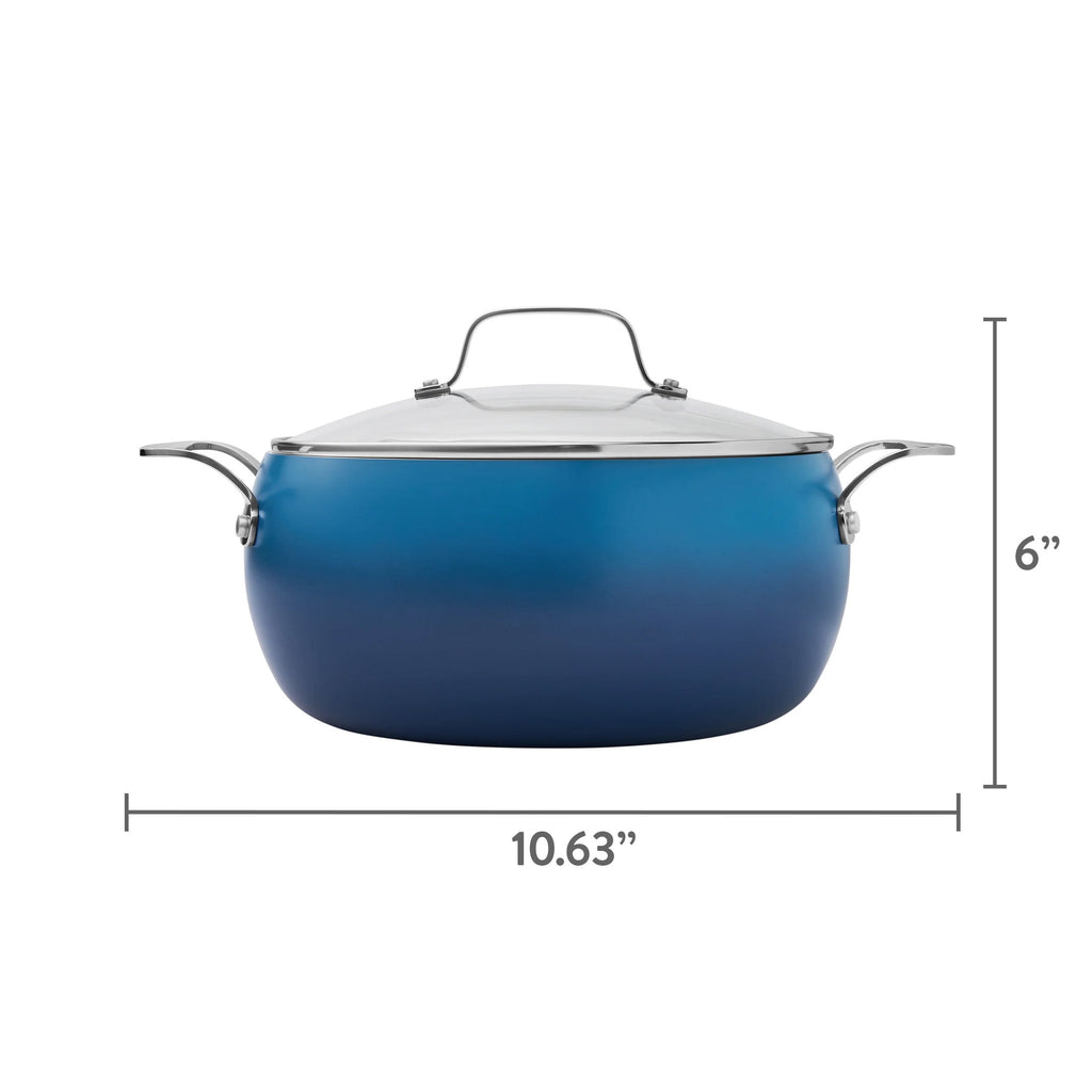 Harlow 7.5 Qt Ceramic Nonstick Stock Pot with Lid, Denim Blue - Farmhouse