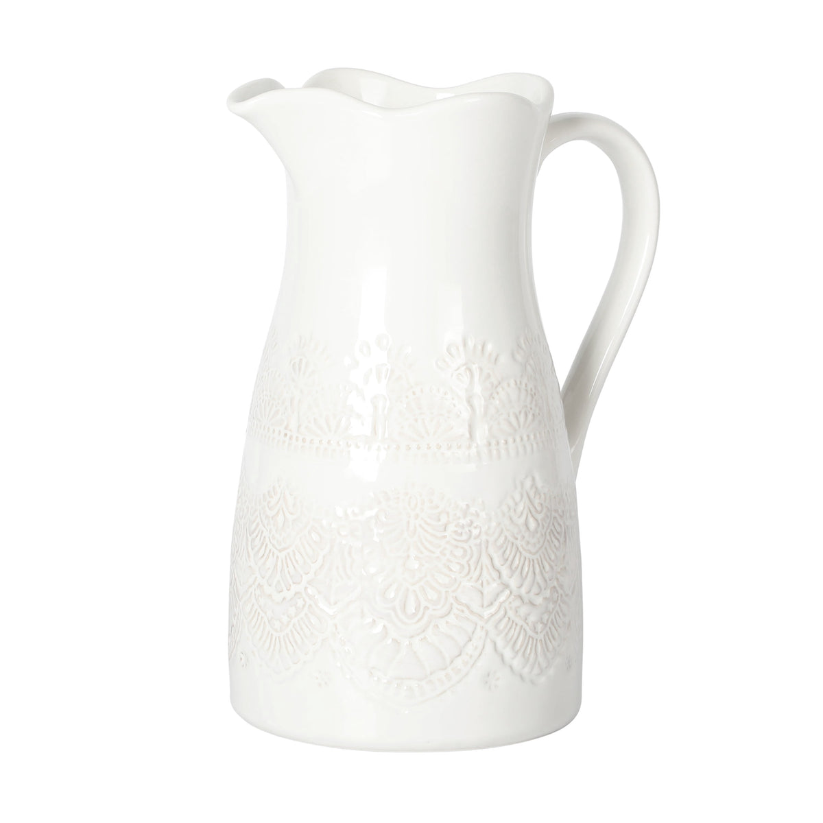 Vintage Lace Linen 9-inch Ceramic Pitcher