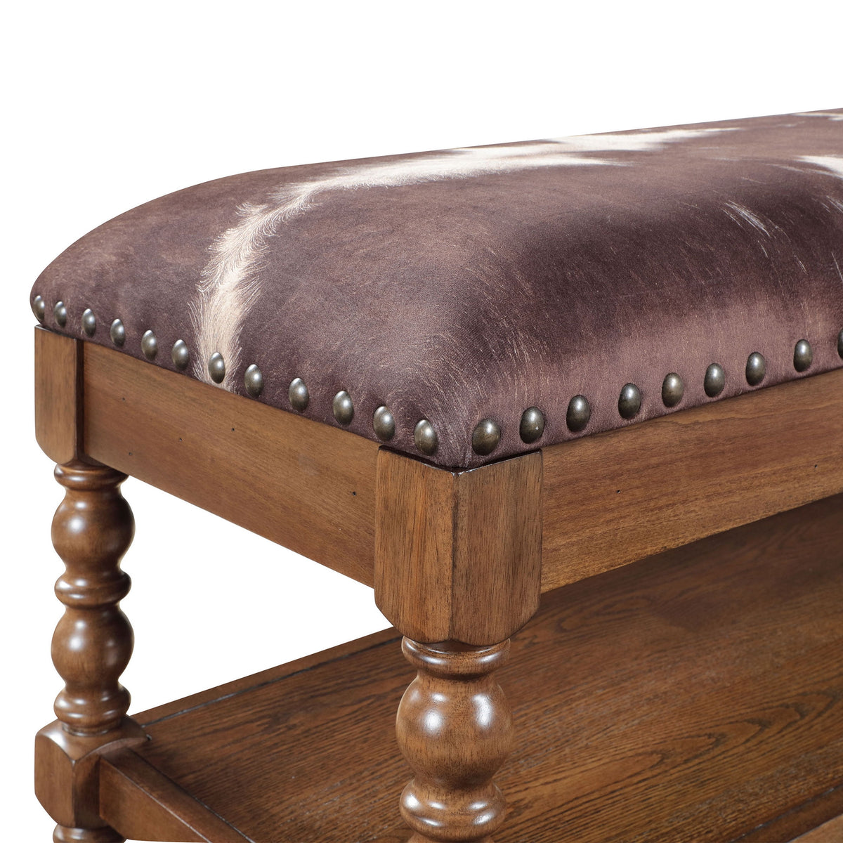 Harper Bench, Faux Cowhide Fabric