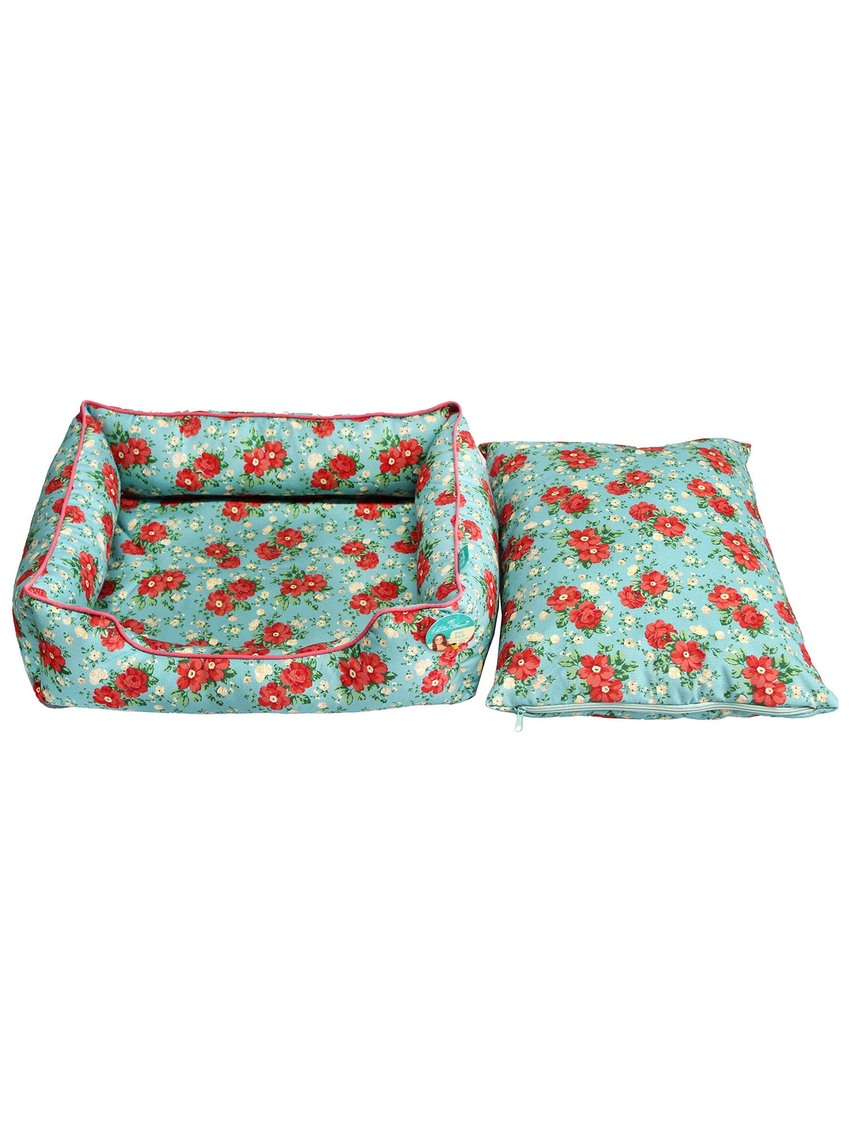 Vintage Floral Medium Pet Bed, Multicolor, 25" x 21"