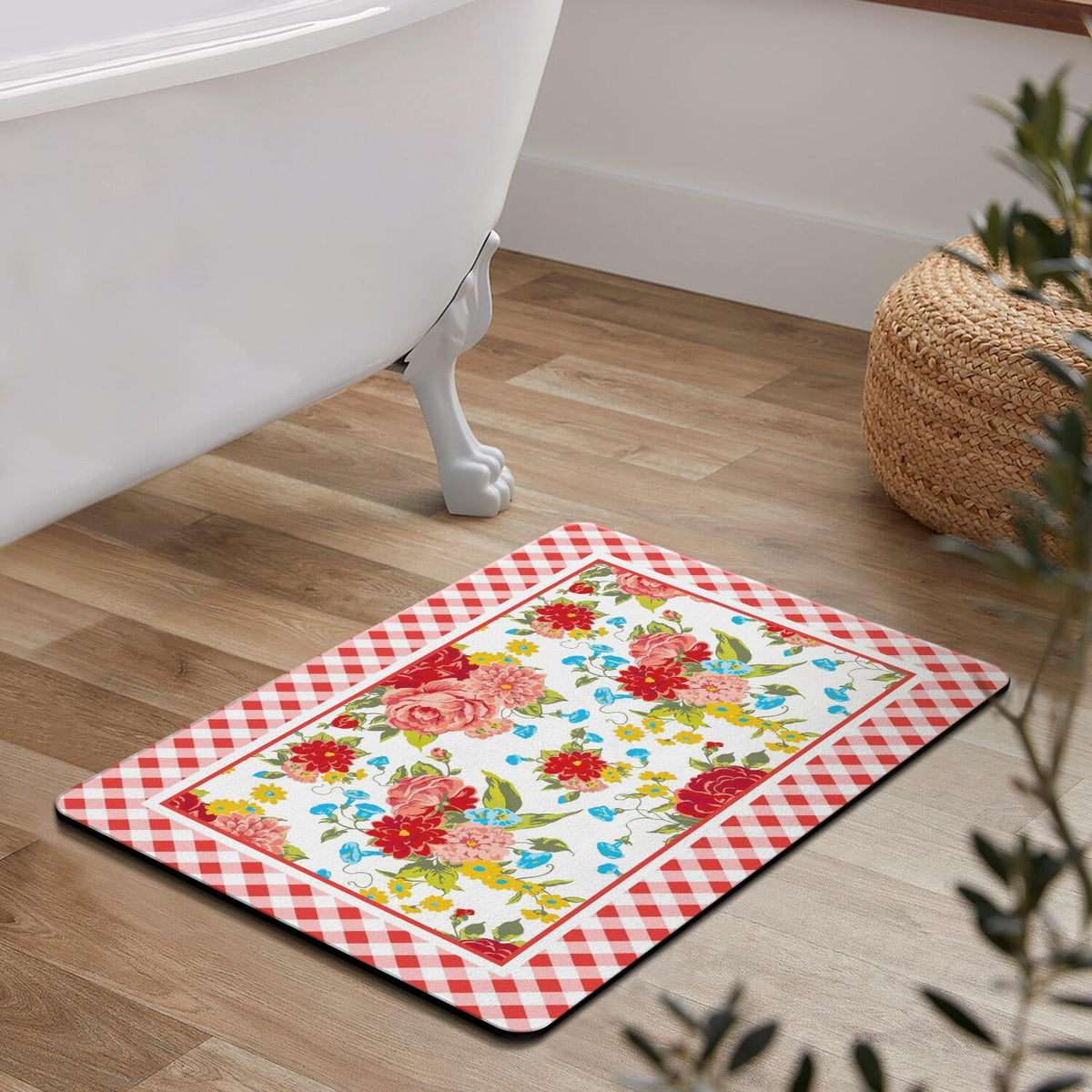 Flower Kitchen Mat 2-Piece Set Farmhouse Anti-Fatigue Water-Resistant Stain-Resistant Non-Slip Floor Mat