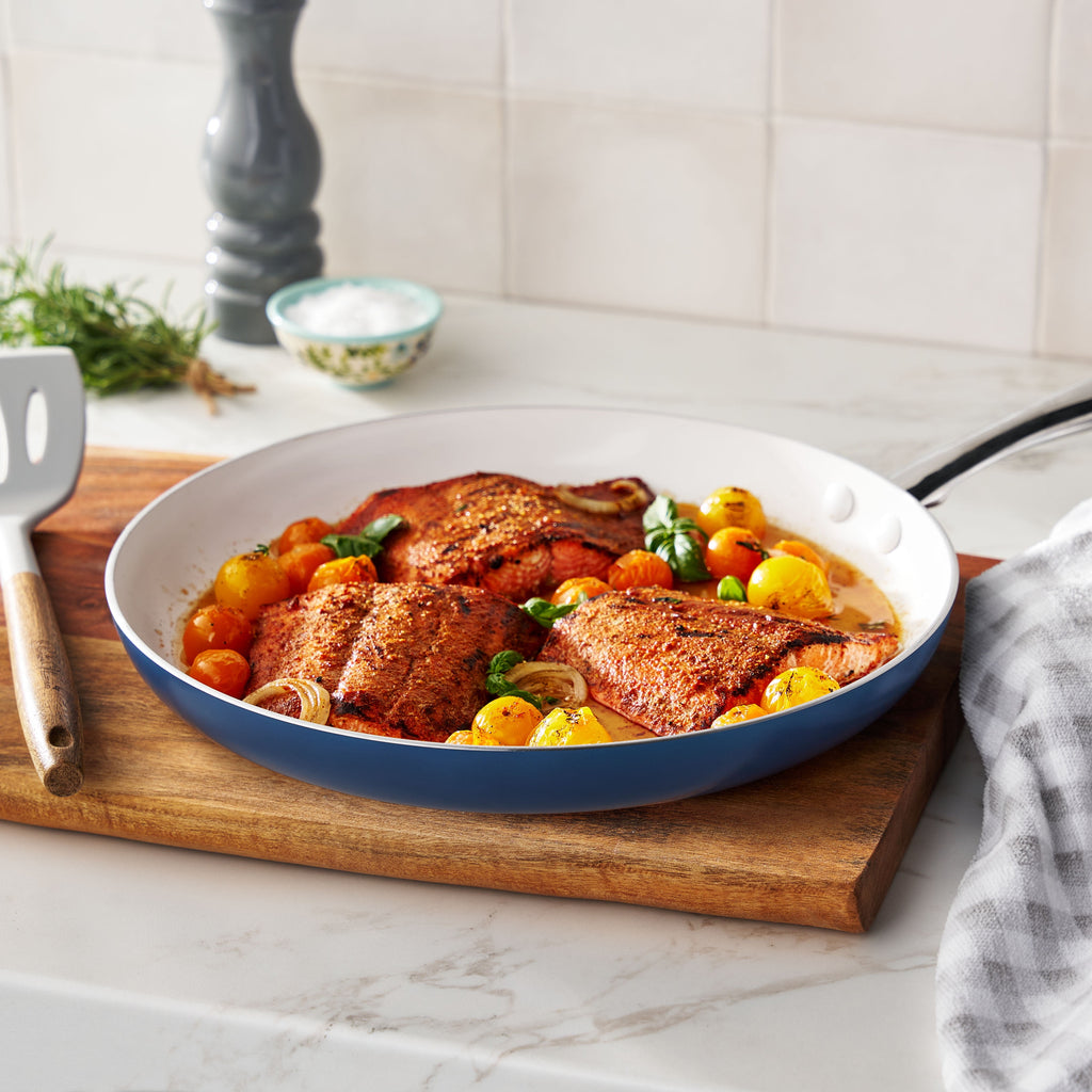 Harlow 12" Ceramic Nonstick Fry Pan, Denim Blue