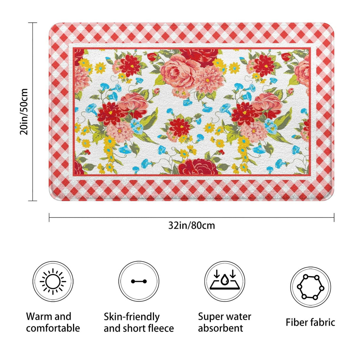 Flower Design Bath Mat Soft Rug Rubber Non Slip Quick Dry Wildflower Woman Super Absorbent