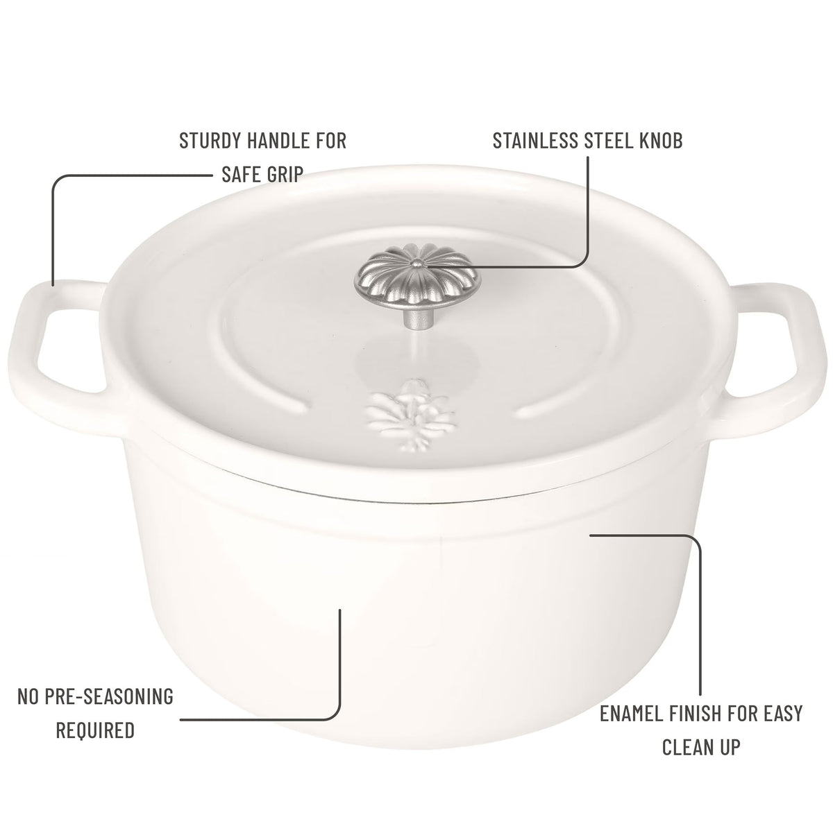 5-Quart Enameled Cast Iron Dutch Oven with Lid, Linen