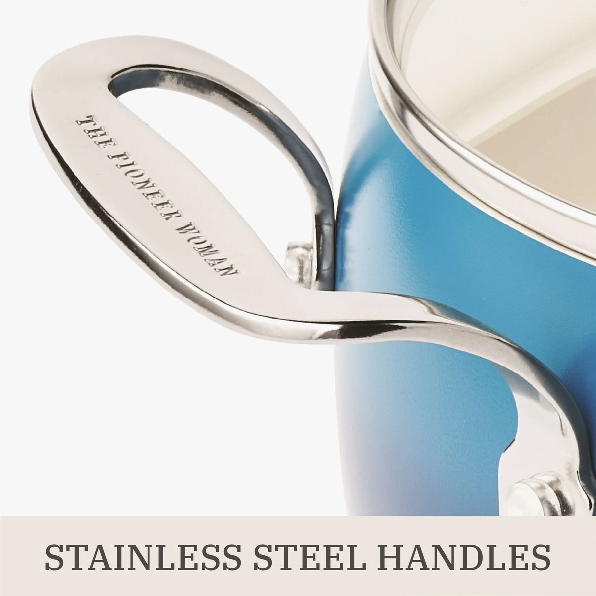 Harlow 15-Piece Cookware Set, Ceramic Nonstick Pots and Pans Set, Denim Blue