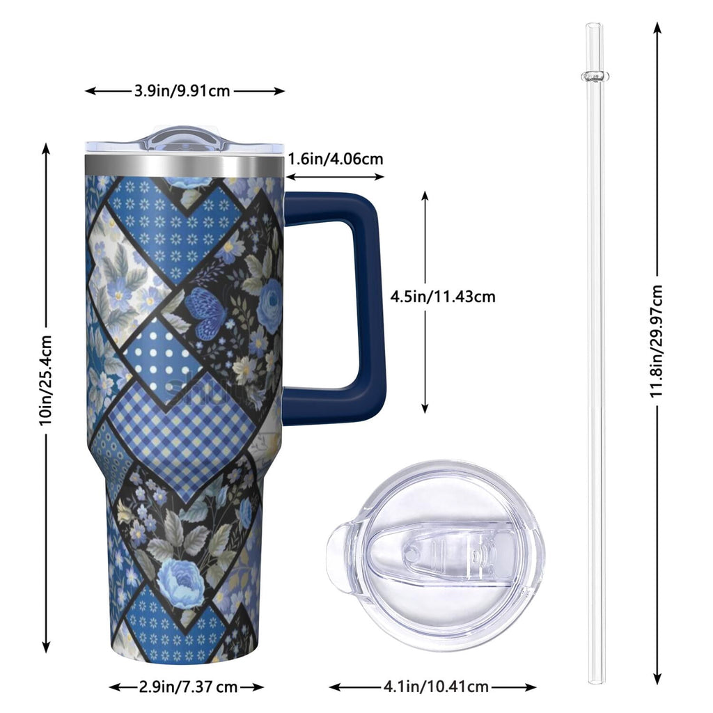 Wildflower Tumbler with Handle and Lid, 40oz Wildflower Double Wall Vacuum Insulated Tumbler, Wildflower