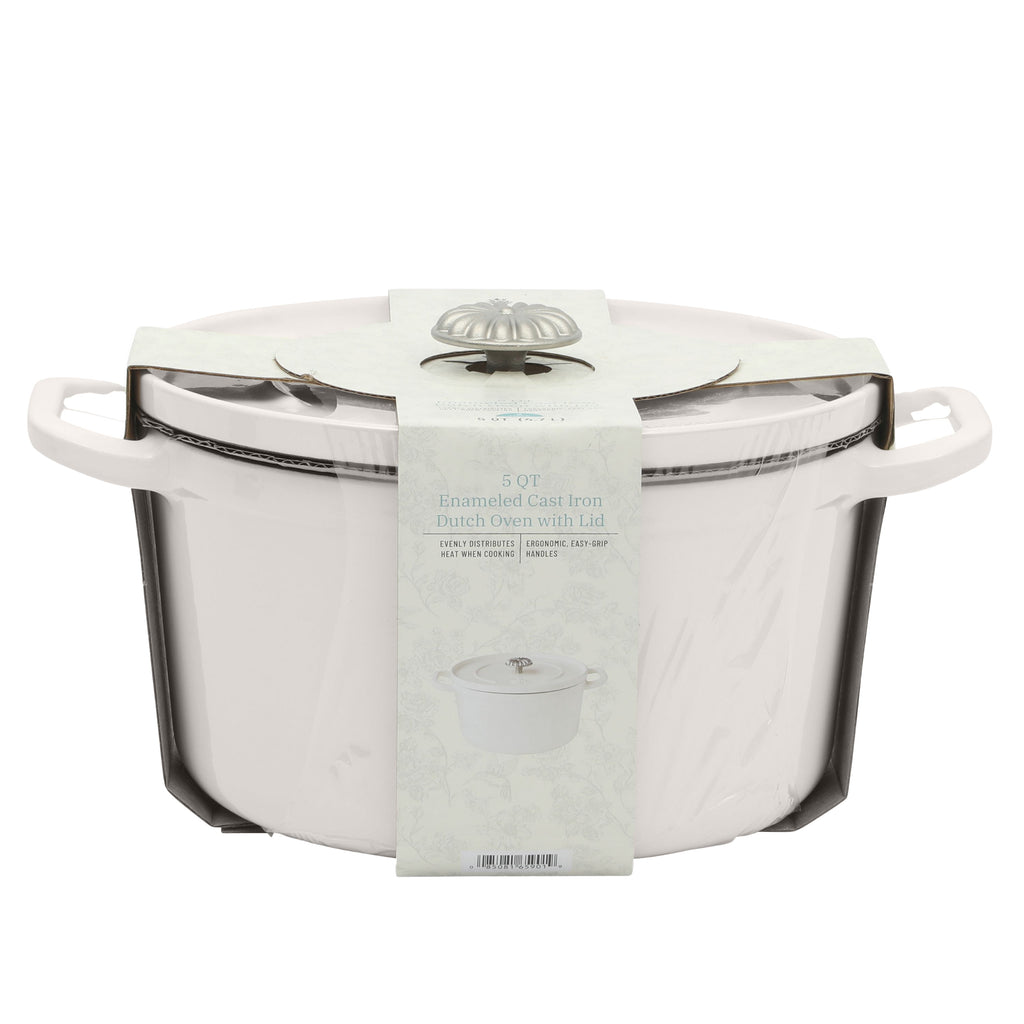5-Quart Enameled Cast Iron Dutch Oven with Lid, Linen