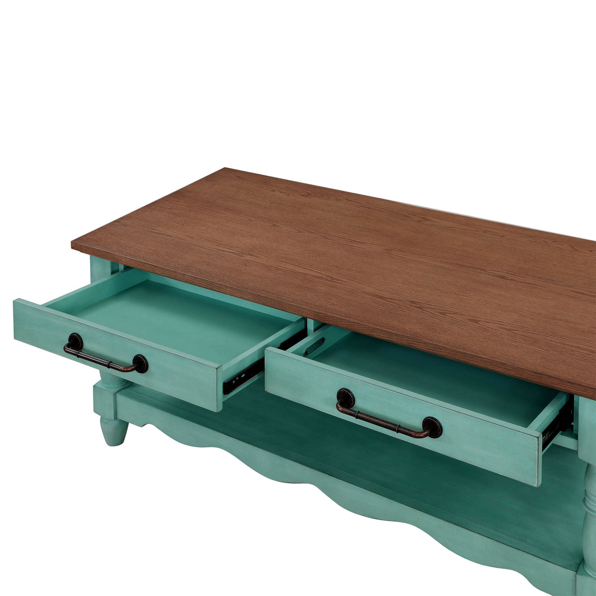 Helen Coffee Table Solid Wood, Teal