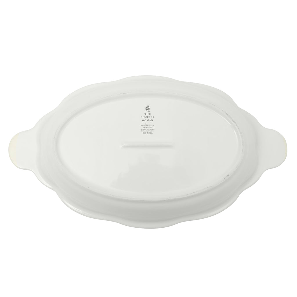 3-Quart Oval Pumpkin Stoneware Baker with Lid, Linen