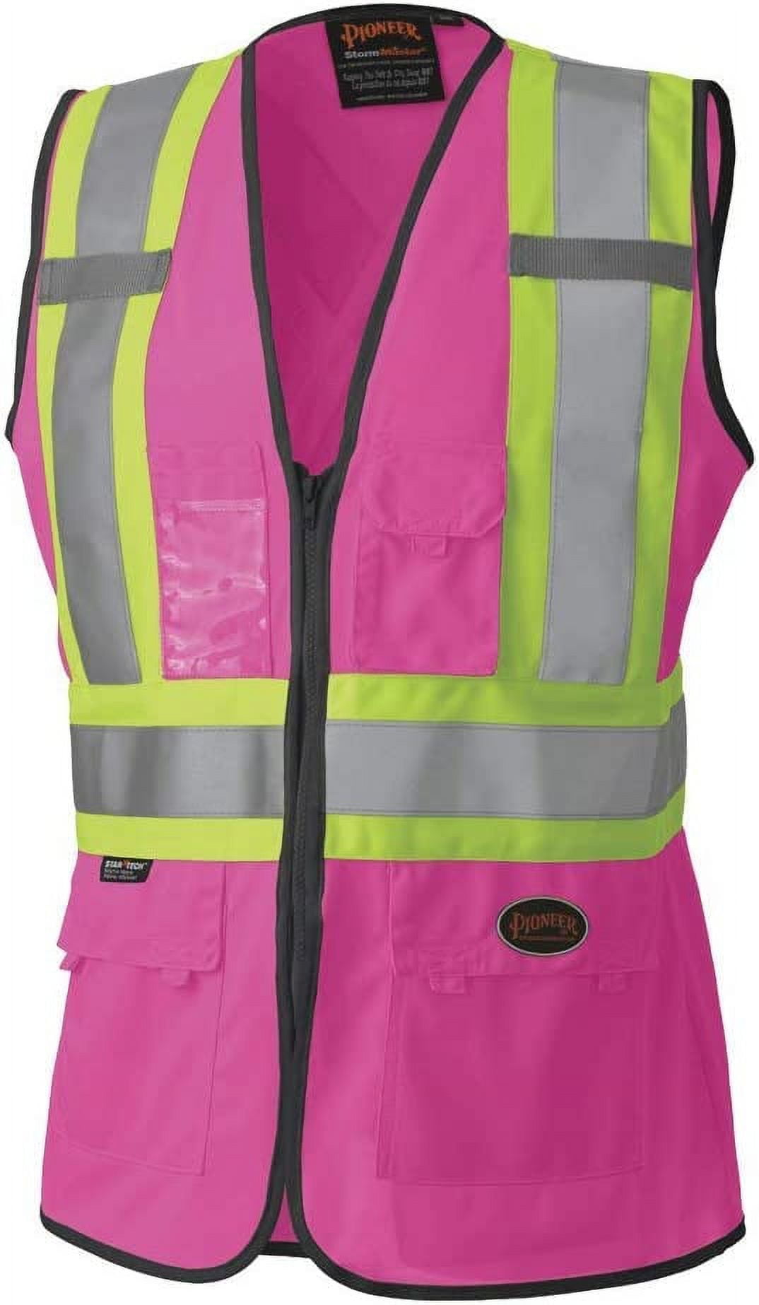 Pioneer Women's Custom Fit Hi-Vis Mesh Back Safety Vest - Color: Pink - Size: XL