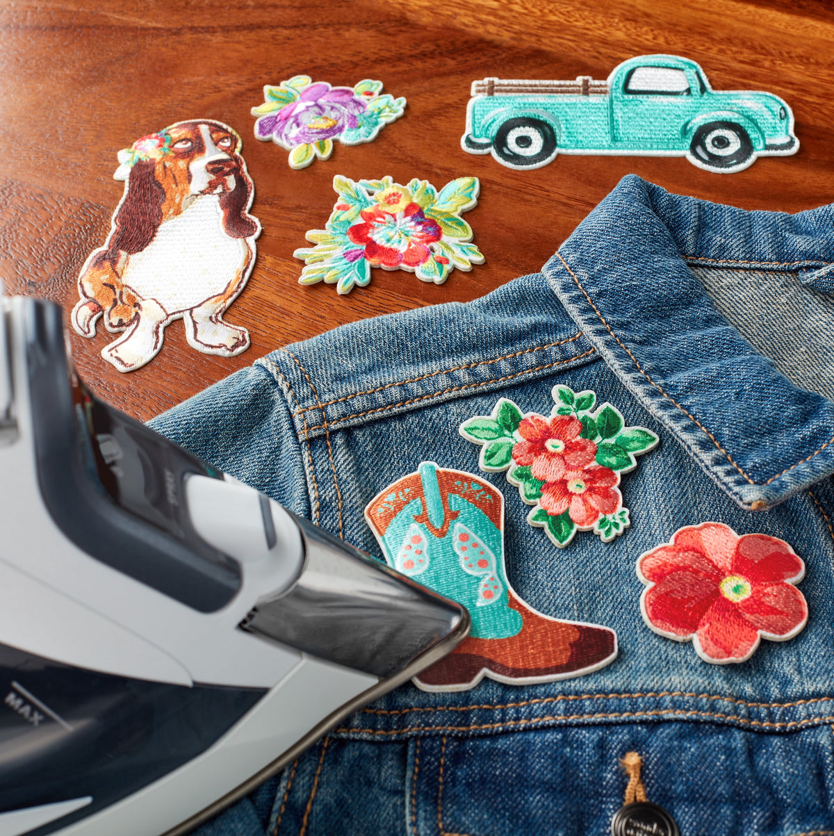 Assorted Adhesive Iron-on Patch Appliques Set, 7-Piece