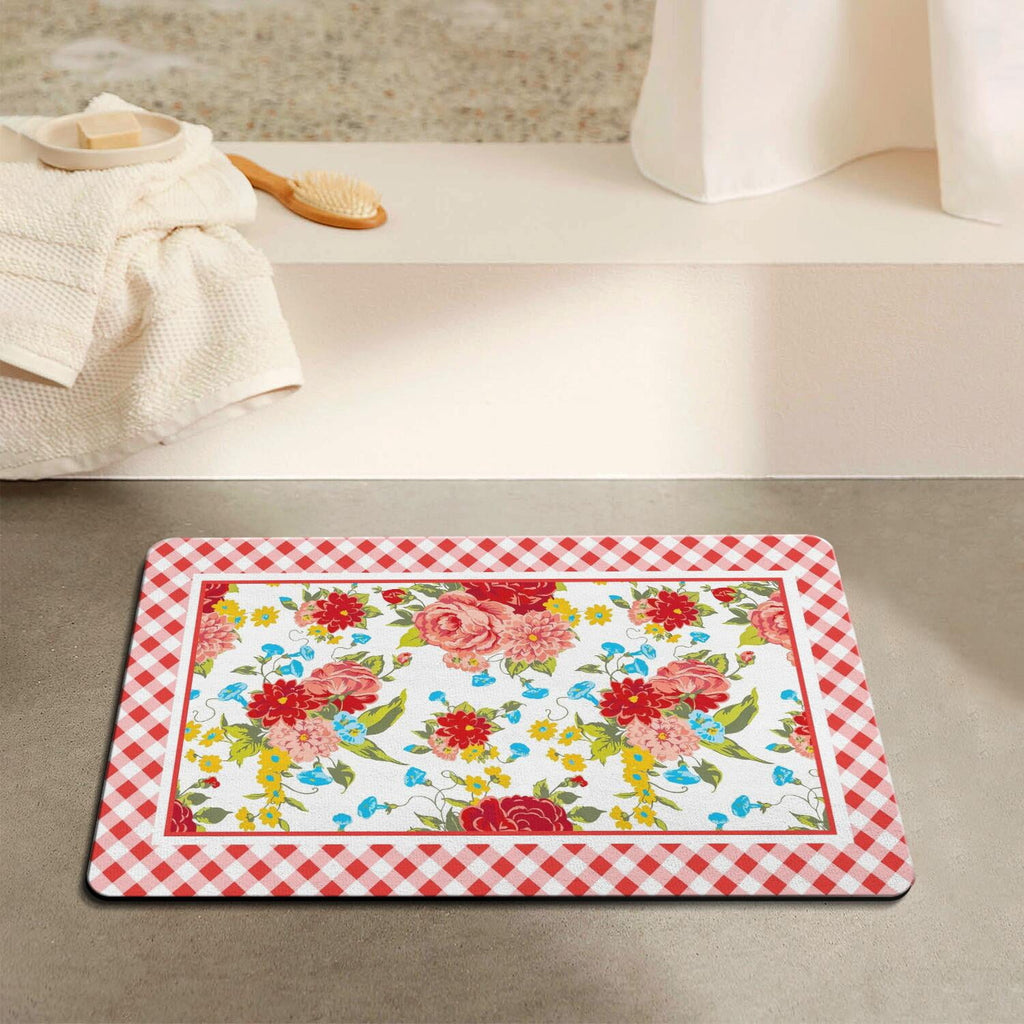 Flower Kitchen Mat 2-Piece Set Farmhouse Anti-Fatigue Water-Resistant Stain-Resistant Non-Slip Floor Mat