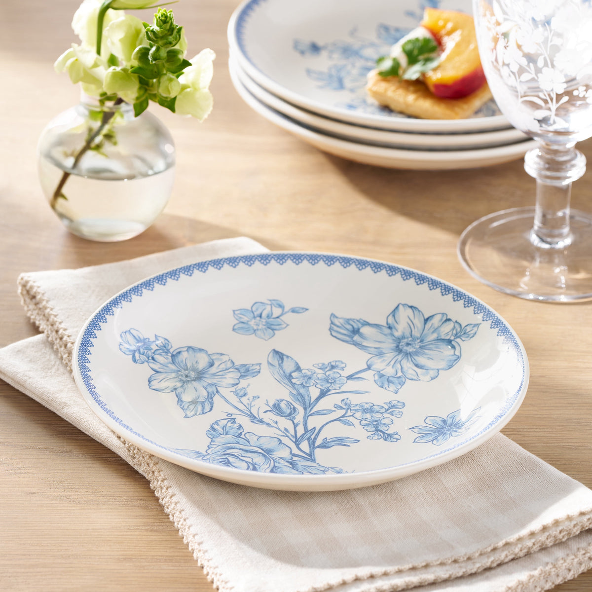 Agatha Stoneware Appetizer Plate, Blue, Set of 6